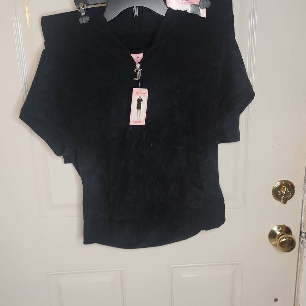 Juicy Couture black terry short set women's size L